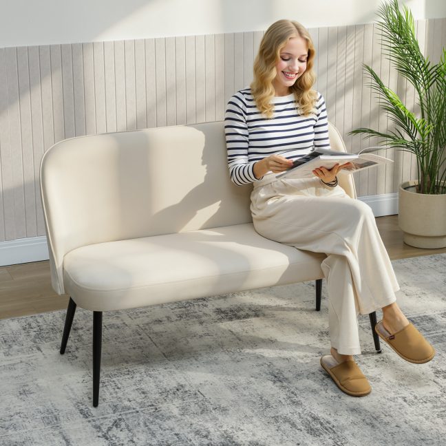 Beež kahekohaline diivan 127x63x84.5 cm metallraam