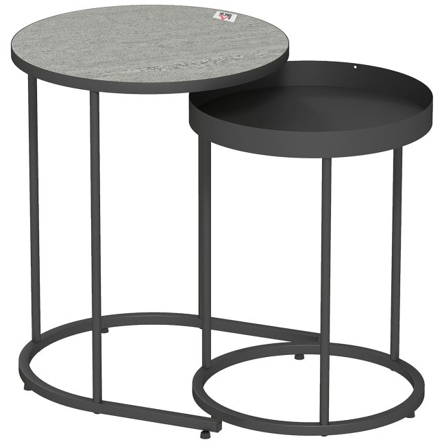 Ümar diivanilauakomplekt 42x54 cm hall metall