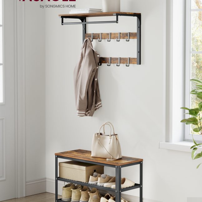 Jalatsiriiul istmega 73x30x45 cm Pruun Must