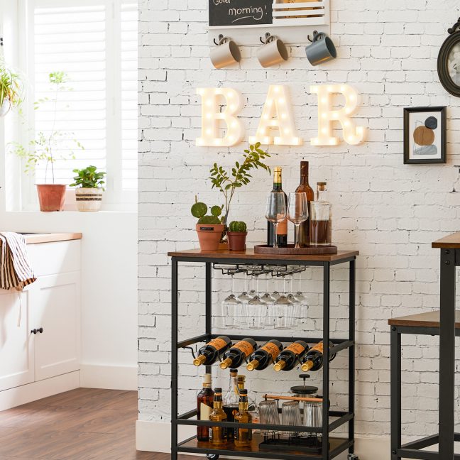 Köögikäru veiniriiuliga 60x40x82cm pruun/must