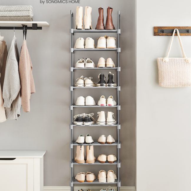 Kõrge hall jalatsiriiul 45x30x174 cm