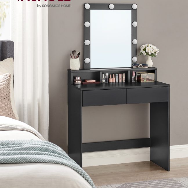 Meigilaud LED-valgusega 80x40x145cm must