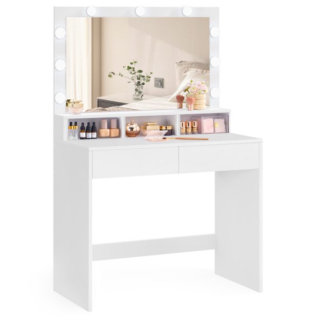 Meigilaud valgustusega 80x40x140cm valge