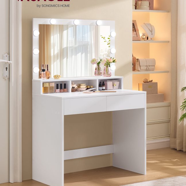 Meigilaud valgustusega 80x40x140cm valge