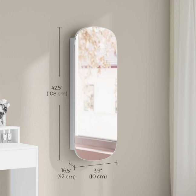 Ehtekapp peegliga seinale 10x42x108 cm valge