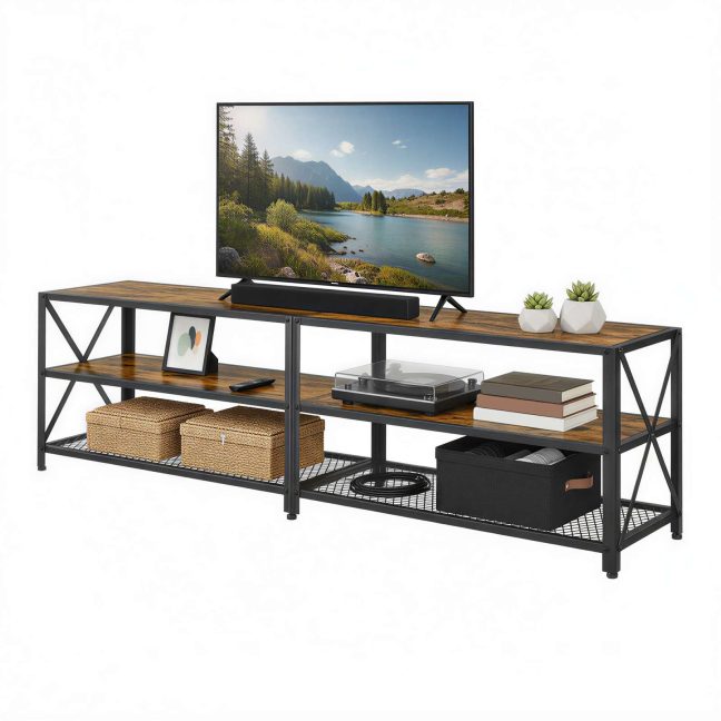 TV-alus riiulitega 178x39x52cm pruun-must