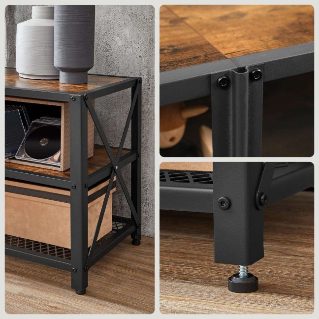 TV-alus riiulitega 178x39x52cm pruun-must