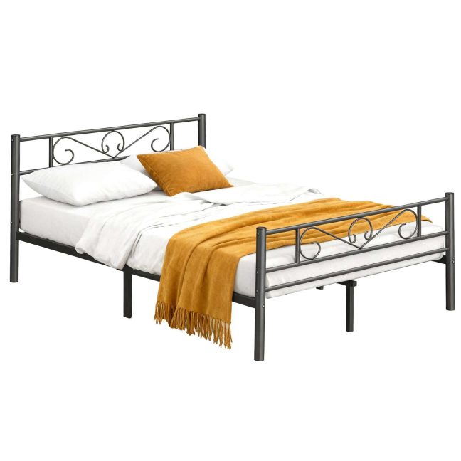 Voodiraam 207.6x161.8x86 cm Must Metall