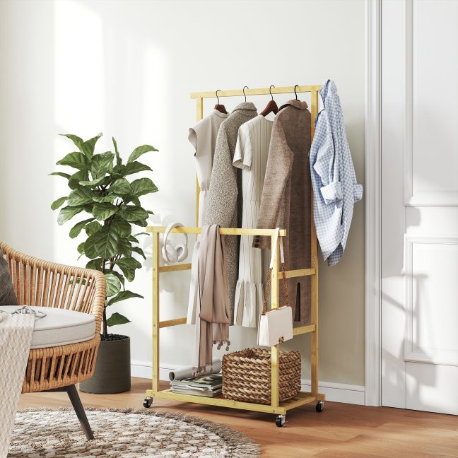 Riidestange ratastel 80x40x160 cm Bambus