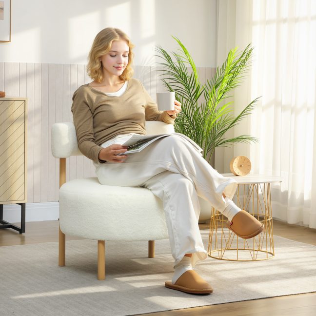 Valge tugitool 67x67x71 cm sherpa