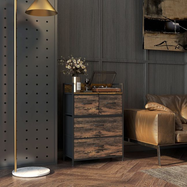 Kummut kangast sahtlitega 60x29x85 cm pruun