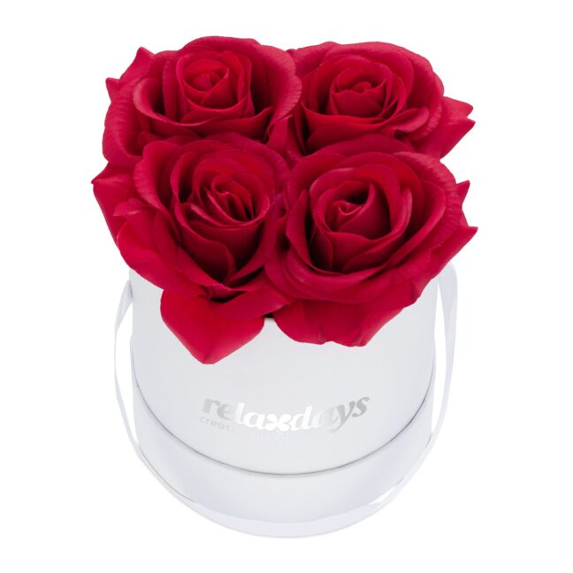 Lillekast roosidega 14x13 cm valge