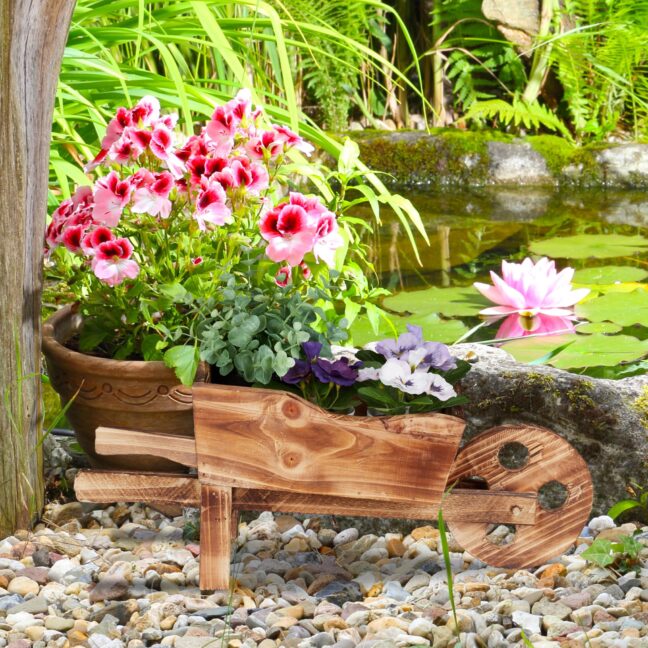 Istutuskast Puidust Käsikäru 19x47x15 cm Naturaalne