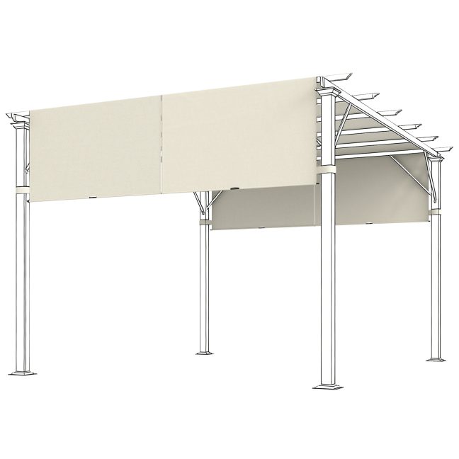 Asenduskatus pergolale, 488x122 cm, kreemvalge, UV-kaitse