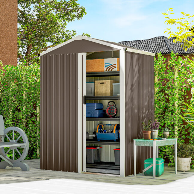 Metallist aiamaja 136x87x179 cm pruun, tsingitud teras