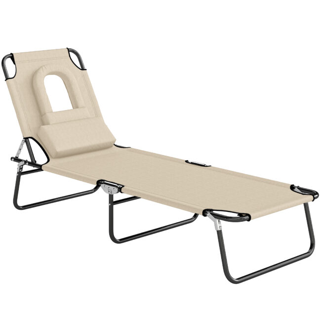 Lamamistool 187x58x36 cm, beež, kokkupandav, metall