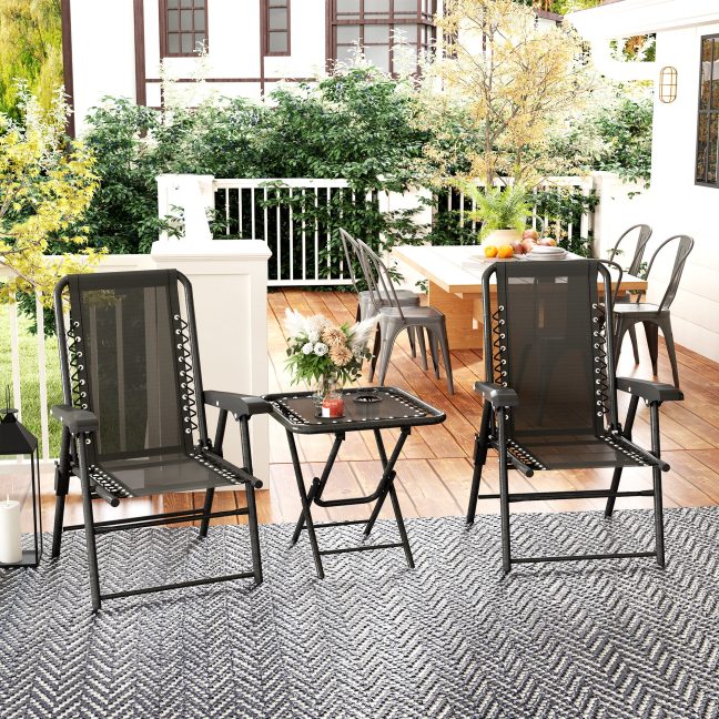 Bistro komplekt, 3-osaline 61x65x91 cm must, teras, kokkupandav