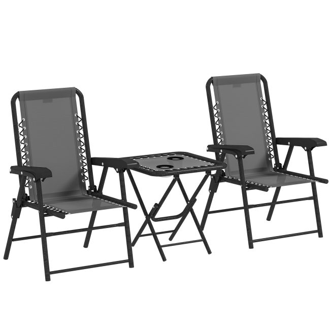 Bistrokomplekt, 3-osaline, 61x65x91 cm, tumehall, teras
