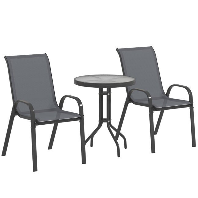 Bistro komplekt, 3-osaline õuemööblikomplekt, 54x71x93 cm, tumehall, metall