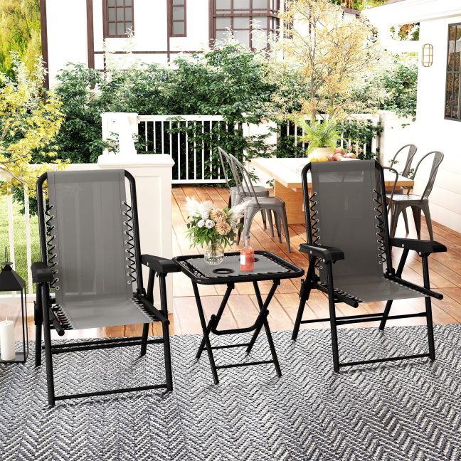 Bistrokomplekt, 3-osaline, 61x65x91 cm, tumehall, teras