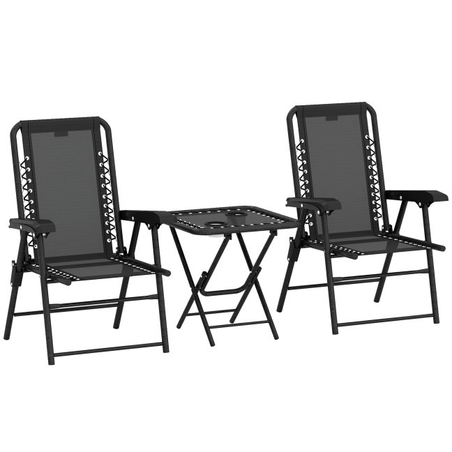 Bistro komplekt, 3-osaline 61x65x91 cm must, teras, kokkupandav