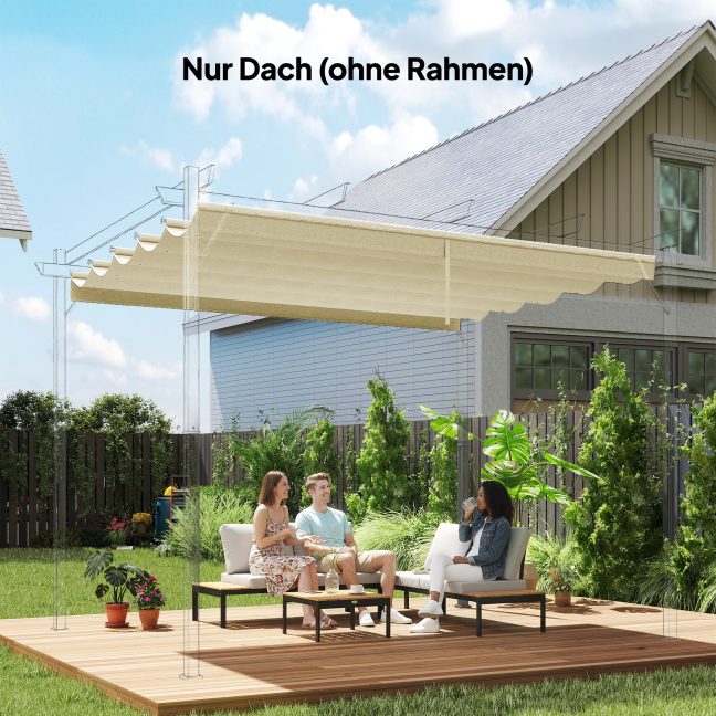Pergola asenduskatus 250x255 cm kreemvalge, polüester