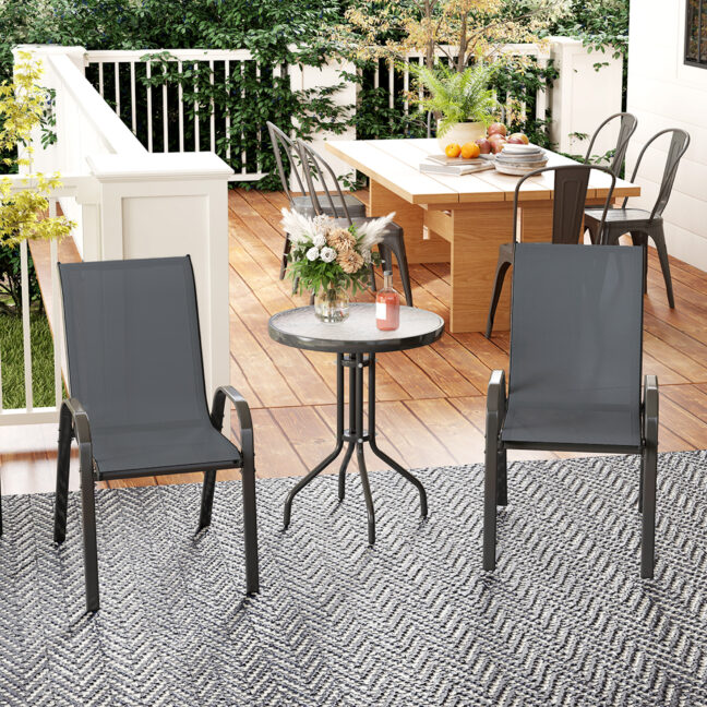 Bistro komplekt, 3-osaline õuemööblikomplekt, 54x71x93 cm, tumehall, metall