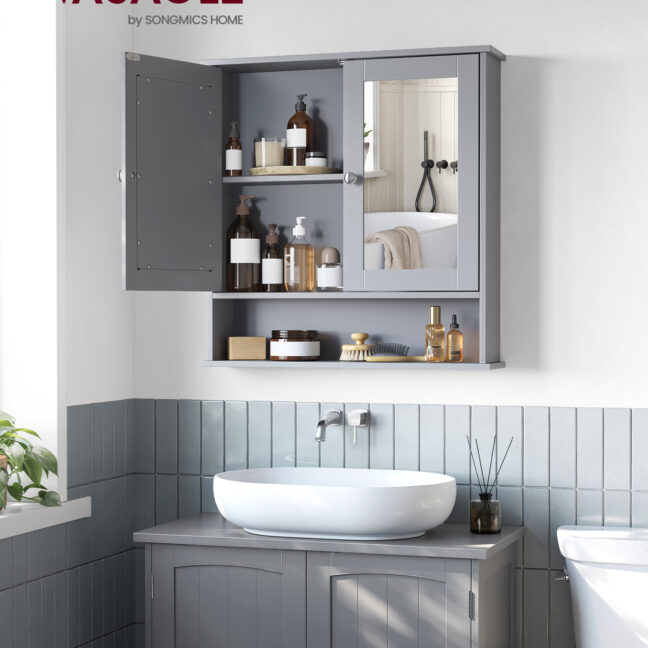 Vannitoakapp 13x56.5x58.5 cm Hall Peegliga Seinale Paigaldatav