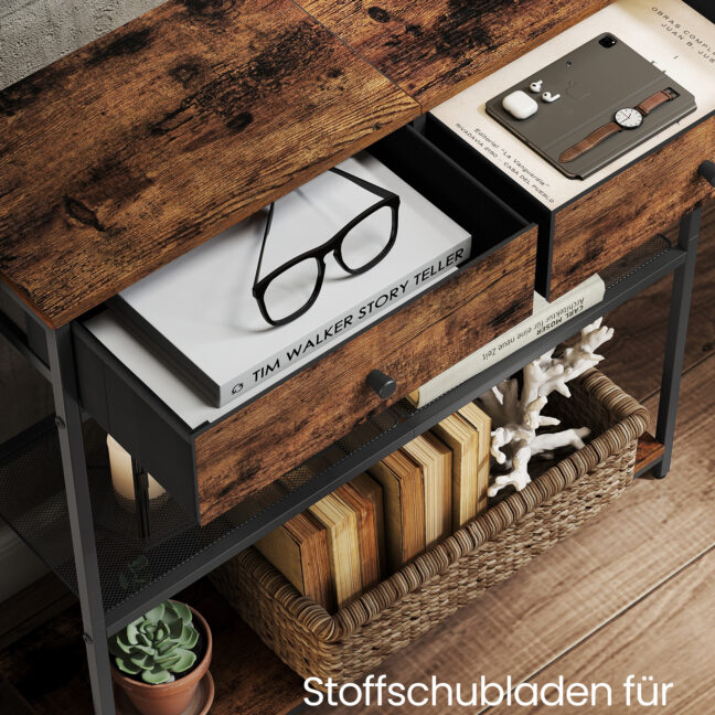 Konsoollaud 24x76x80 cm Pruun Must Kiudplaat Teras Kangas