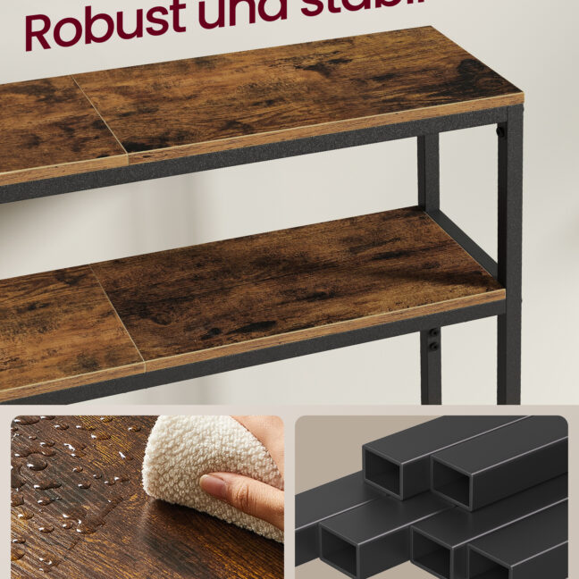 Konsolilaud 20x80x80 cm Pruun ja Must Puitlaastplaat ja Teras