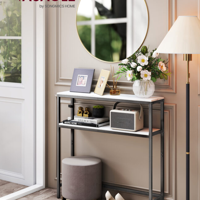 Konsoollaud 20x80x80 cm Valge Must Kiudplaadist Terasest