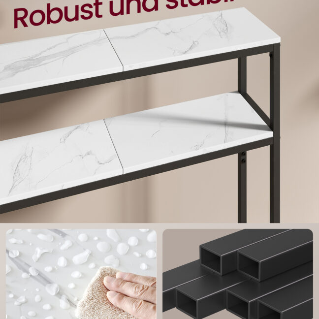 Konsoollaud 20x80x80 cm Valge Must Kiudplaadist Terasest