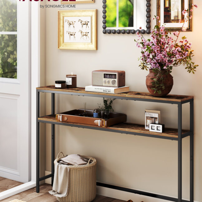 Konsoollaud 20x120x80 cm Pruun ja Must Puitlaastplaat ja Teras