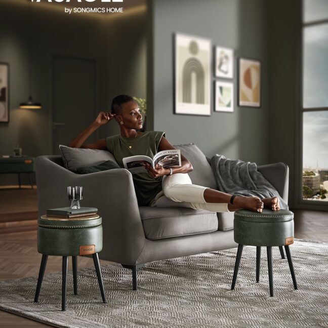 Hoiukast-puf 32x32x44 cm roheline PU-nahk