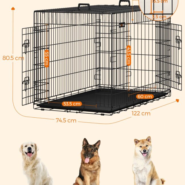 Koera puur XXXL 122 x 81 x 76 cm must