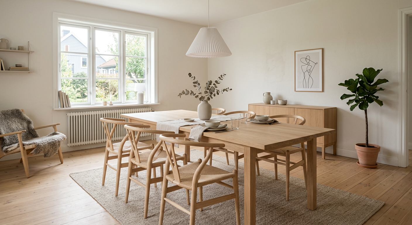 Skandinaavia söögituba lauaga