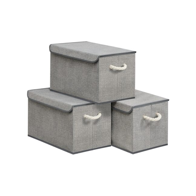 Hoiukastide komplekt 3 tk 50x30x30 cm hall kangas