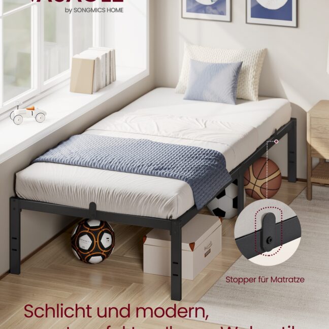 Voodiraam 90x200x40,6 cm Must Teras