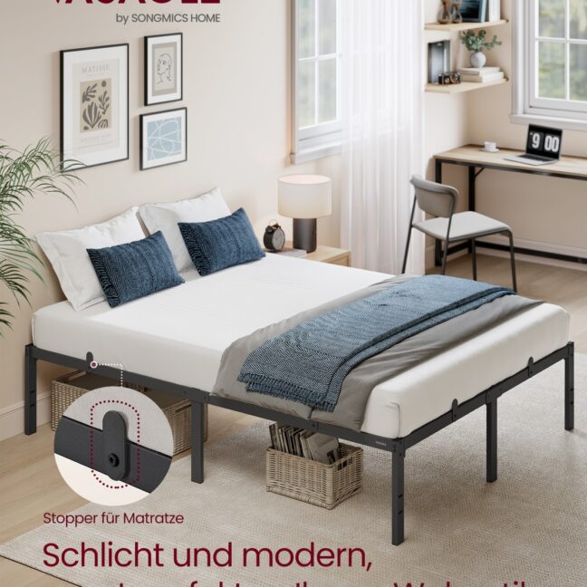 Voodiraam 90x200 cm Must Metall