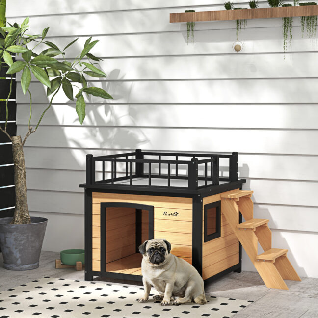 Koerakuut terrassiga 121x77x78cm pruun
