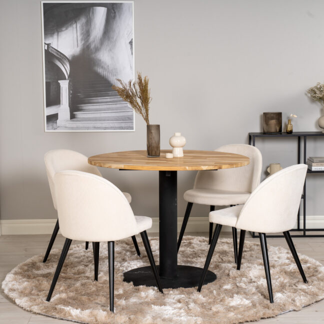 Söögilaud ja toolikomplekt Cirebon 100 cm must samet