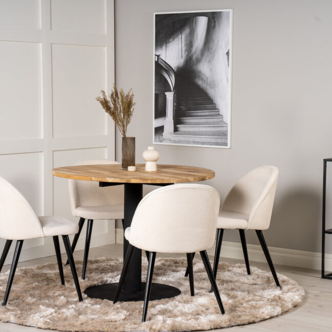 Söögilaud ja toolikomplekt Cirebon 100 cm must samet