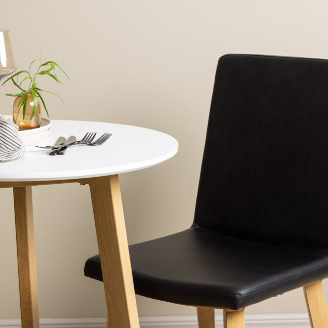 Söögilaud ja toolide komplekt Leonora 65 cm valge tamm must