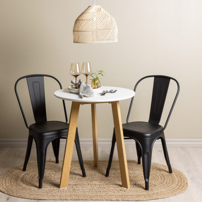 Söögilaud ja toolide komplekt Leonora söögilaud ja Tempe söögitoolid 65 cm valge metall