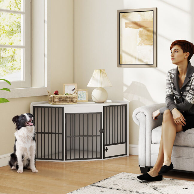 Koerapuur 113x80x64 cm valge MDF metall